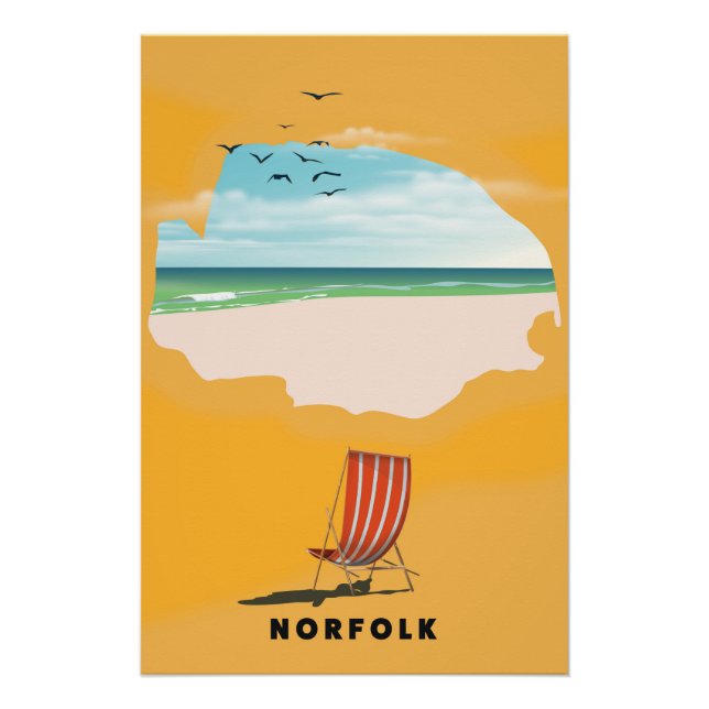 Norfolk Map illustrated travel poster (Front)