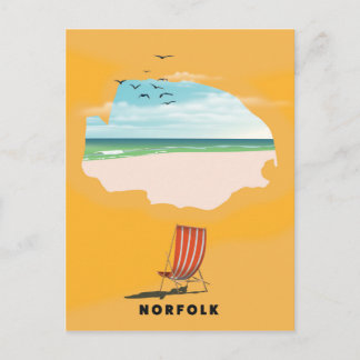 Norfolk Map illustrated travel poster Postcard