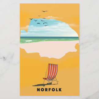 Norfolk Map illustrated travel poster Stationery