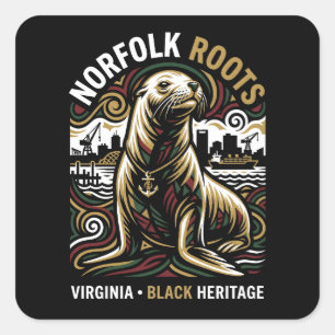 Norfolk Roots Sea Lion African American Maritime  Square Sticker