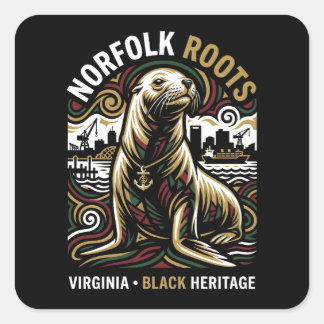 Norfolk Roots Sea Lion African American Maritime Square Sticker