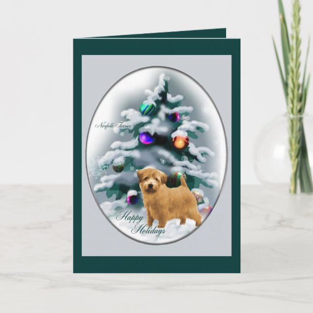 Norfolk Terrier Christmas Gifts Holiday Card (Front)