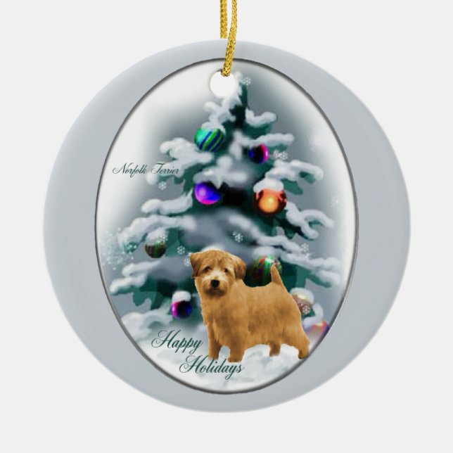 Norfolk Terrier Christmas Gifts Ornament (Front)