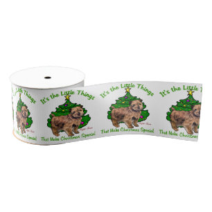 Norfolk Terrier Christmas Grosgrain Ribbon