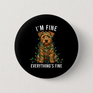 Norfolk Terrier Christmas I'm Fine Everything Is F 6 Cm Round Badge