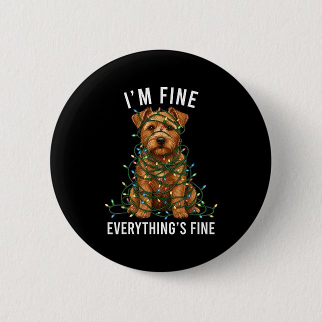 Norfolk Terrier Christmas I'm Fine Everything Is F 6 Cm Round Badge (Front)