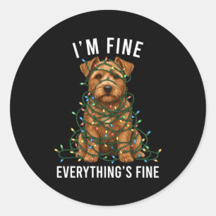 Norfolk Terrier Christmas I'm Fine Everything Is F Classic Round Sticker