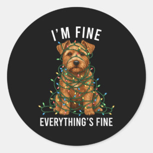 Norfolk Terrier Christmas I'm Fine Everything Is F Classic Round Sticker