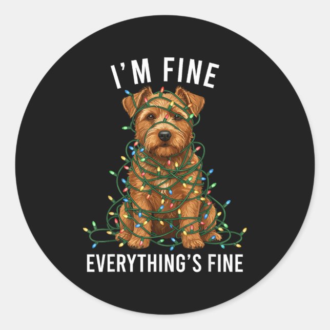 Norfolk Terrier Christmas I'm Fine Everything Is F Classic Round Sticker (Front)