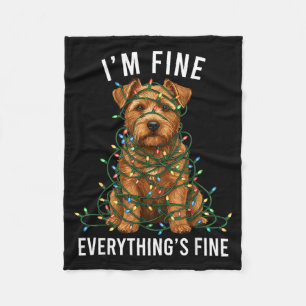 Norfolk Terrier Christmas I'm Fine Everything Is F Fleece Blanket