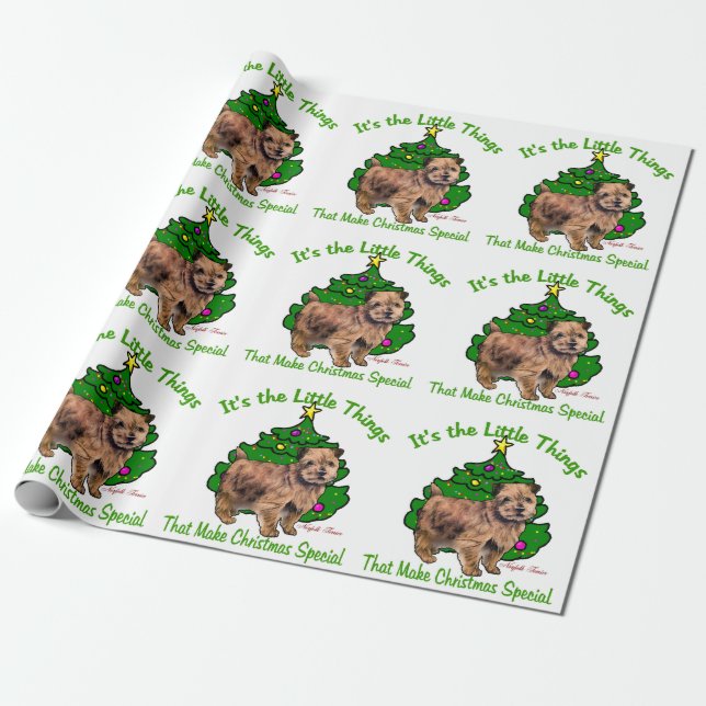 Norfolk Terrier Christmas Wrapping Paper (Unrolled)