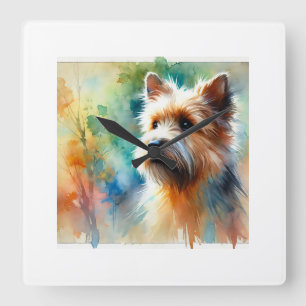 Norfolk Terrier Dog 090724AREF117 - Watercolor Square Wall Clock