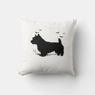 Norfolk Terrier Dog � Halloween Moon Silhouette Cl Cushion