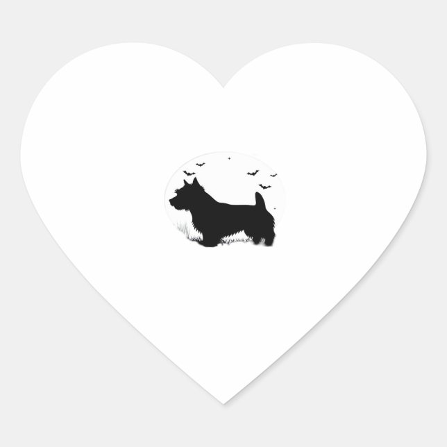 Norfolk Terrier Dog � Halloween Moon Silhouette Cl Heart Sticker (Front)