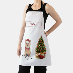 Norfolk Terrier Funny Christmas Dog with Tree Apron