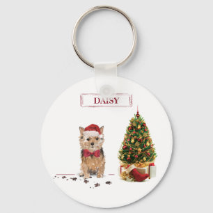 Norfolk Terrier Funny Christmas Dog with Tree Key Ring