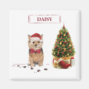 Norfolk Terrier Funny Christmas Dog with Tree Magnet