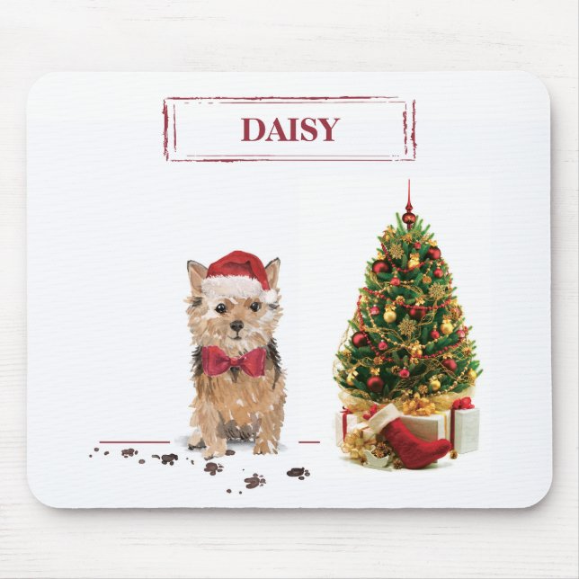 Norfolk Terrier Funny Christmas Dog with Tree Mouse Mat (Front)