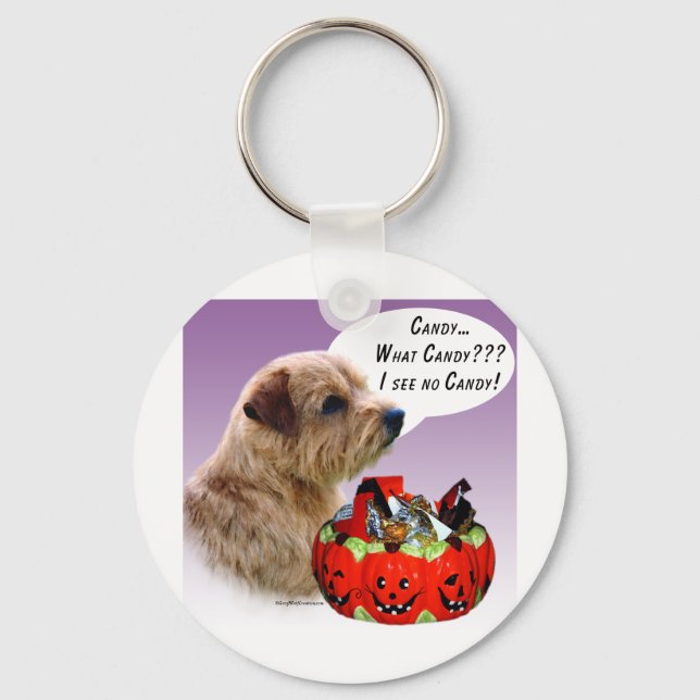 Norfolk Terrier Halloween Candy Key Ring (Front)