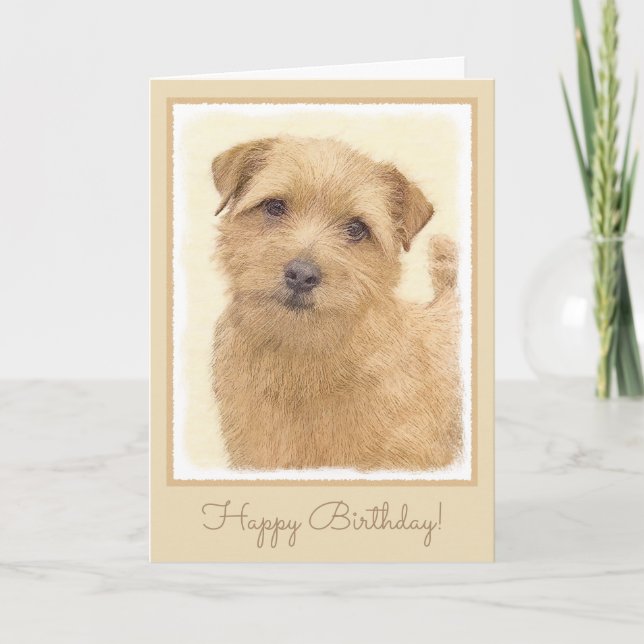 Norfolk Terrier Painting - Original Dog Art Card (Front)