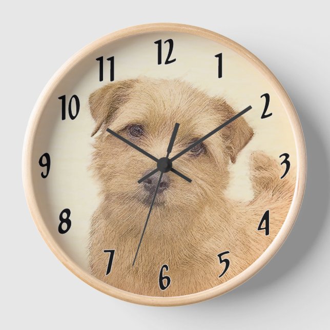 Norfolk Terrier Painting - Original Dog Art Clock (Front)