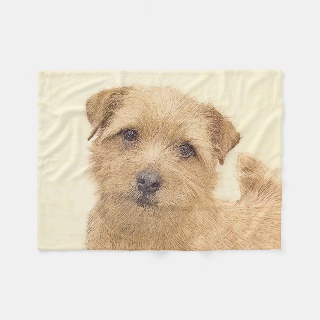 Norfolk Terrier Painting - Original Dog Art Fleece Blanket (Front (Horizontal))