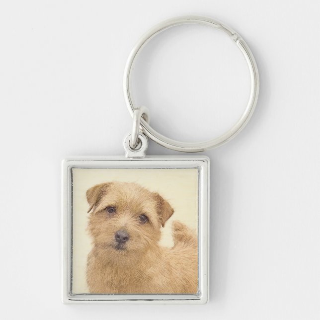 Norfolk Terrier Painting - Original Dog Art Key Ring (Front)
