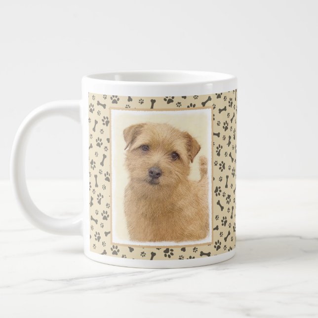 Norfolk Terrier Painting - Original Dog Art Large Coffee Mug (Left)