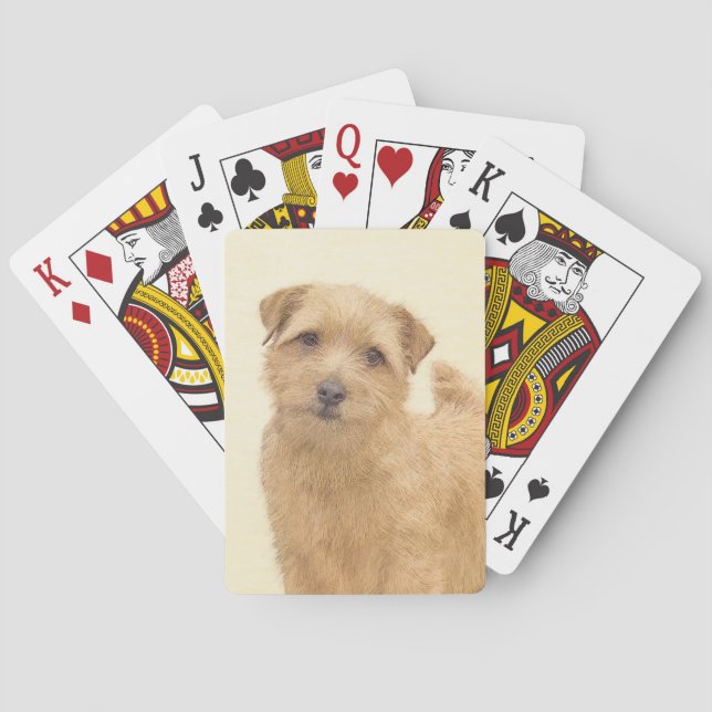 Norfolk Terrier Painting - Original Dog Art Playing Cards (Back)