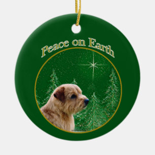Norfolk Terrier Peace Ceramic Tree Decoration