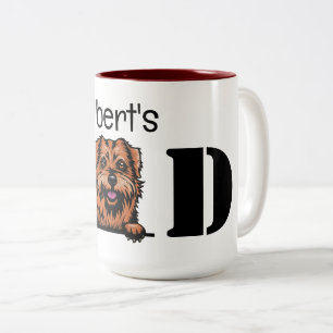 Norfolk Terrier Peeking Personalised Dad Two-Tone Coffee Mug