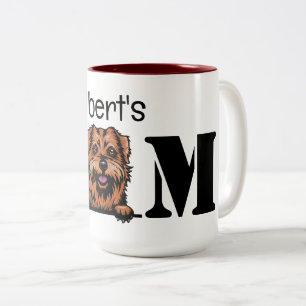 Norfolk Terrier Peeking Personalised Mum Two-Tone Coffee Mug