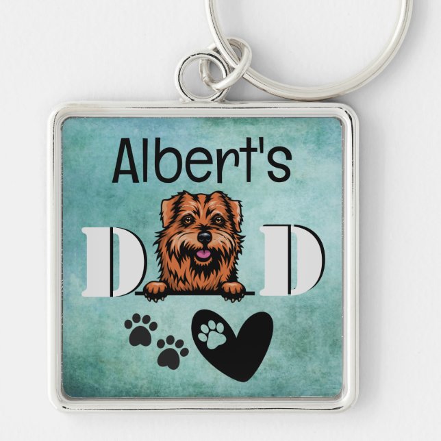 Norfolk Terrier Personalised Peeking  Key Ring (Front)