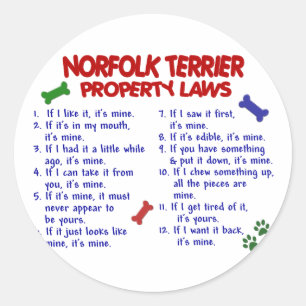 NORFOLK TERRIER Property Laws 2 Classic Round Sticker