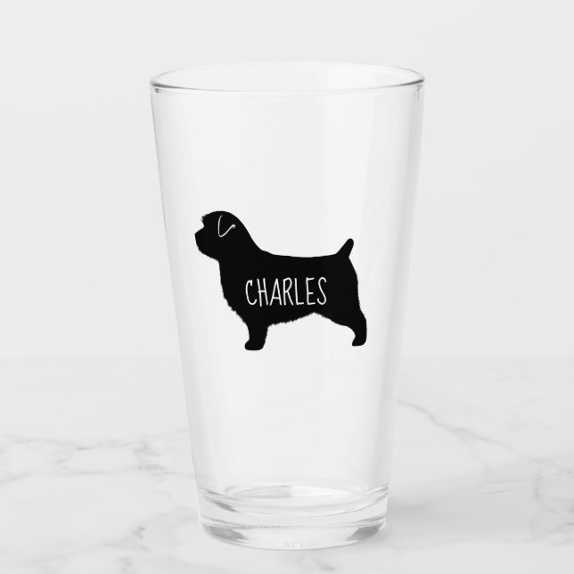 Norfolk Terrier Silhouette Personalised Dog Lover Glass (Front)
