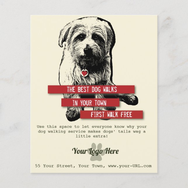 Norfolk Terrier Trendy Dog Walking Flyer (Front)