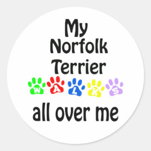 Norfolk Terrier Walks Design Classic Round Sticker