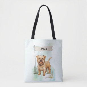 Norfolk Terrier Watercolor Personalised Dog Tote Bag