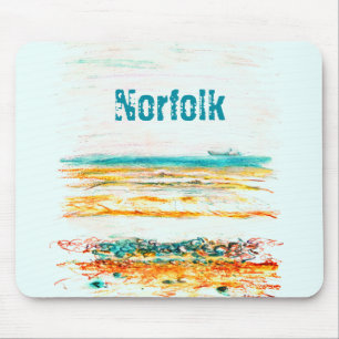 Norfolk, Uk, Beach & Boat in Pencil art Mouse Pad