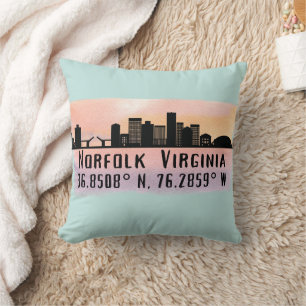 Norfolk VA City Skyline Cushion