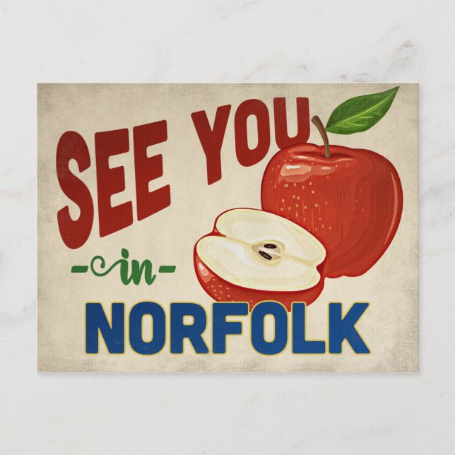 Norfolk Virginia Apple - Vintage Travel Postcard (Front)