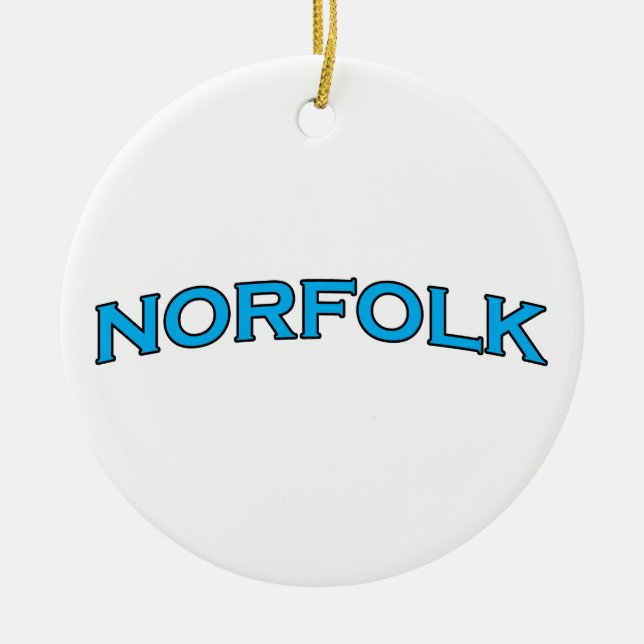 Norfolk Virginia Arched Text Logo Ceramic Tree Decoration (Front)