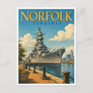 Norfolk Virginia Battleship Wisconsin GeoSaga Postcard