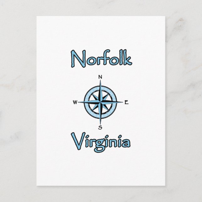 Norfolk Virginia Compass Rose Logo Postcard (Front)