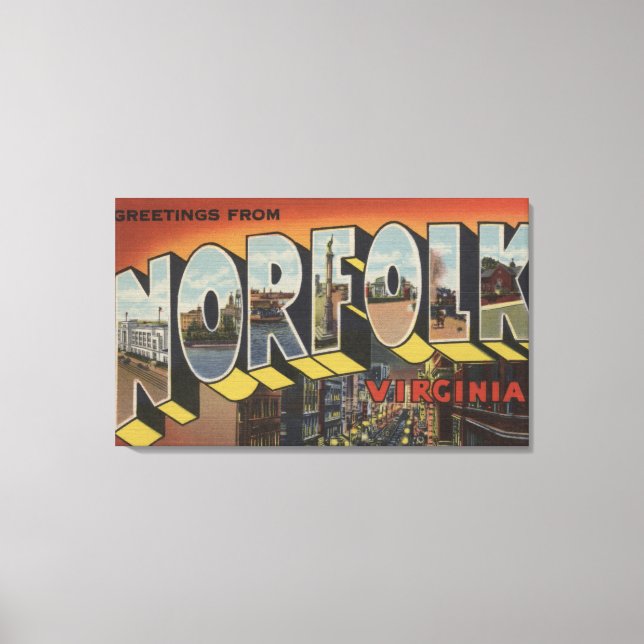 Norfolk, Virginia - Large Letter Scenes Canvas Print (Front)