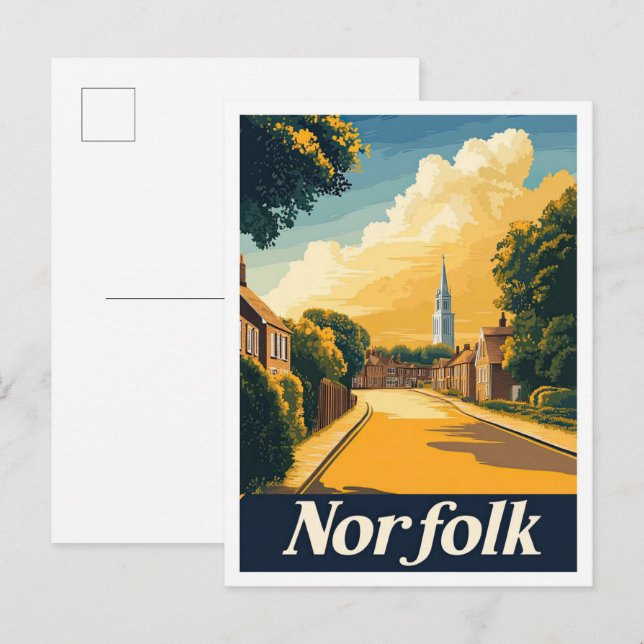 Norfolk Virginia USA Vintage Travel Illustration Postcard (Front/Back)