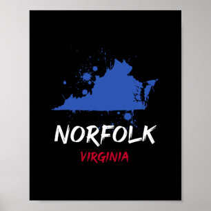 Norfolk Virginia Va Paint Splatter Vacation Souven Poster