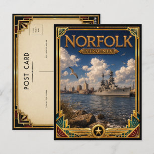Norfolk Virginia Vintage Art Deco Golden Age Postcard
