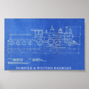 NORFOLK & WESTERN RAILROAD ENGINE NO.521  POSTER