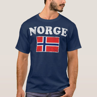 Norge Norway Flag Norwegian Retro Distressed T-Shirt